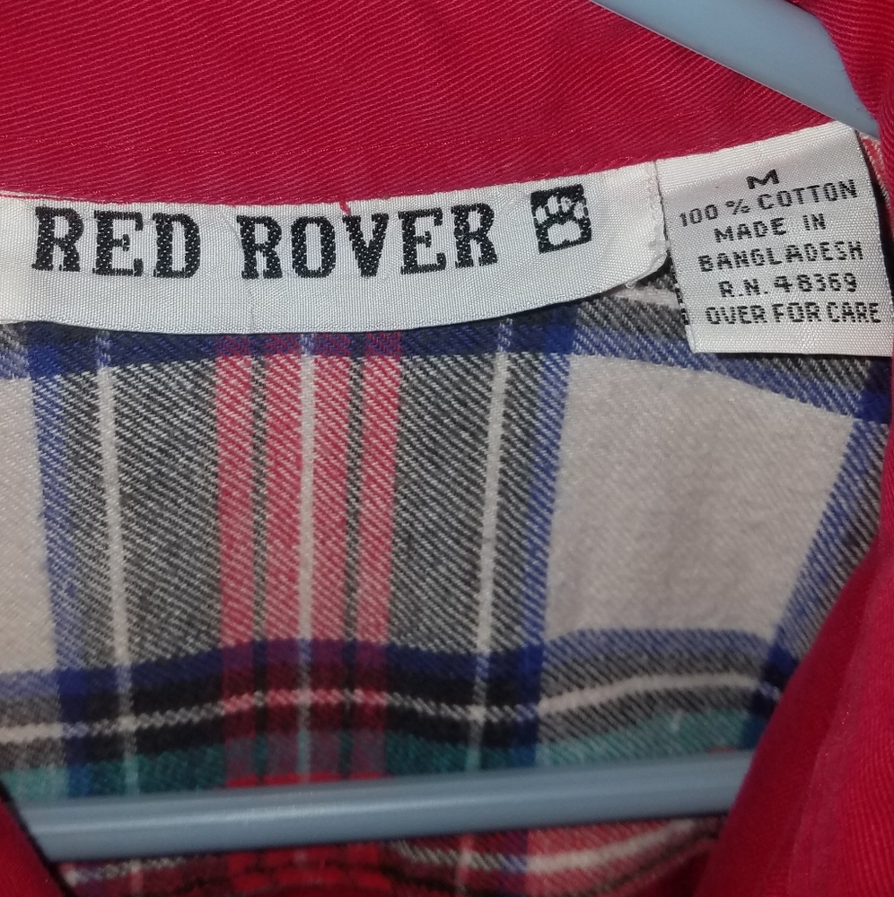 Retro Red Rover color block plaid button down - Picture 3 of 7